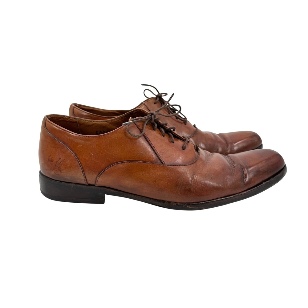 John Fluevog Twin Turbine 211 Men Brown Leather Oxford Dress Shoes CA14 10M